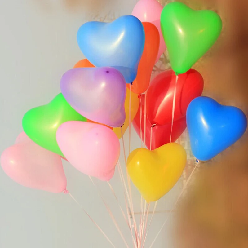 100 шт. симпатичные милые воздушные шары в форме сердца розовые латексные баллон
