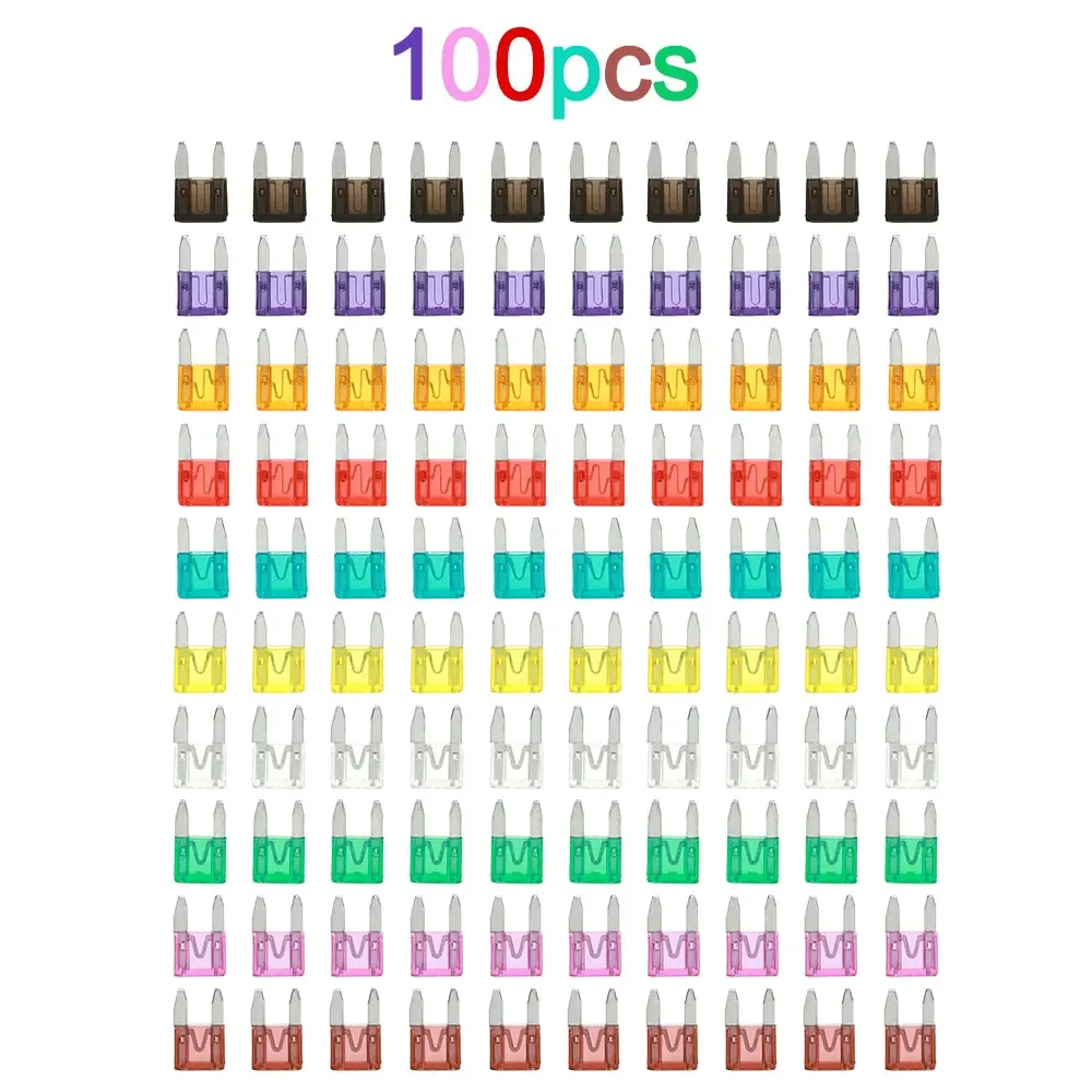 100 шт. Мини Лезвие предохранителей Авто Автомобиль Грузовик Ассортимент Комплект