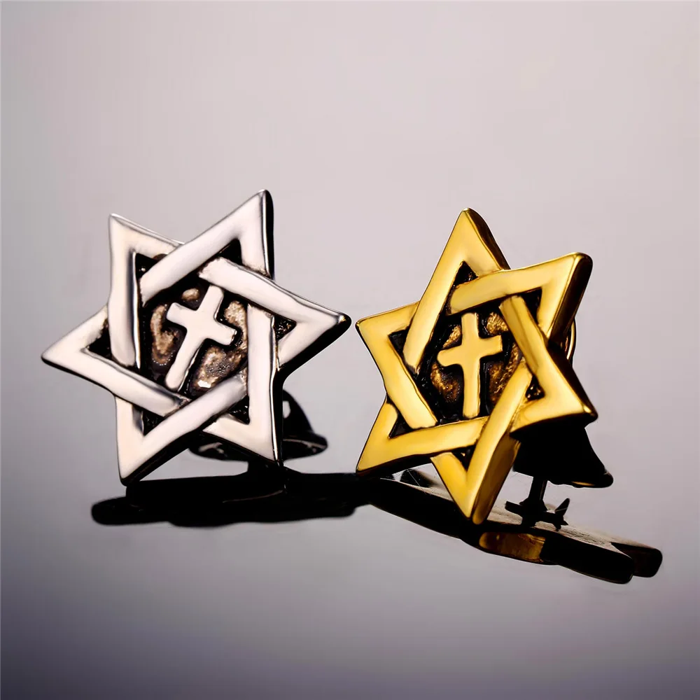 

Star of David Brooches for men women cross jewish jewelry Magen star accessories Gold/Silver Color Brooches pins B111