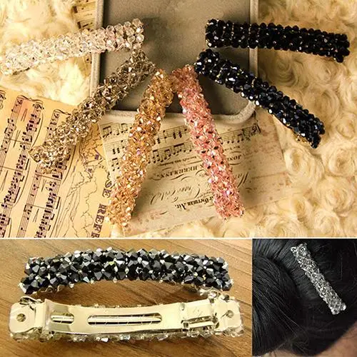 Women's Fashion Bling Headwear Elegant Hair Clips Handmade Full Crystal Clip Barrette Hairpin Accessories Styling Tool | Красота и