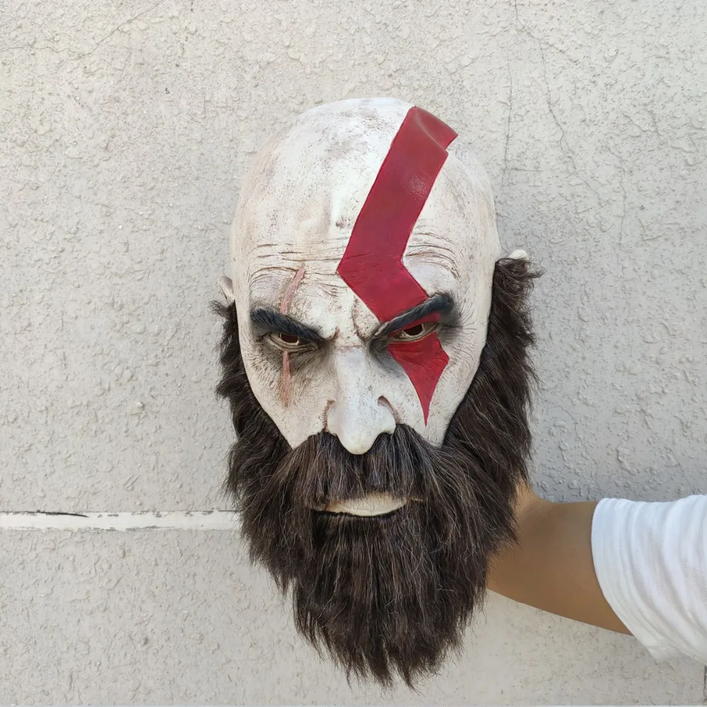 Игра God Of War 4 маска с бородой Косплей Кратос ужас латексные маски шлем Хэллоуин Страшные вечерние реквизиты Новинка Прямая поставка
