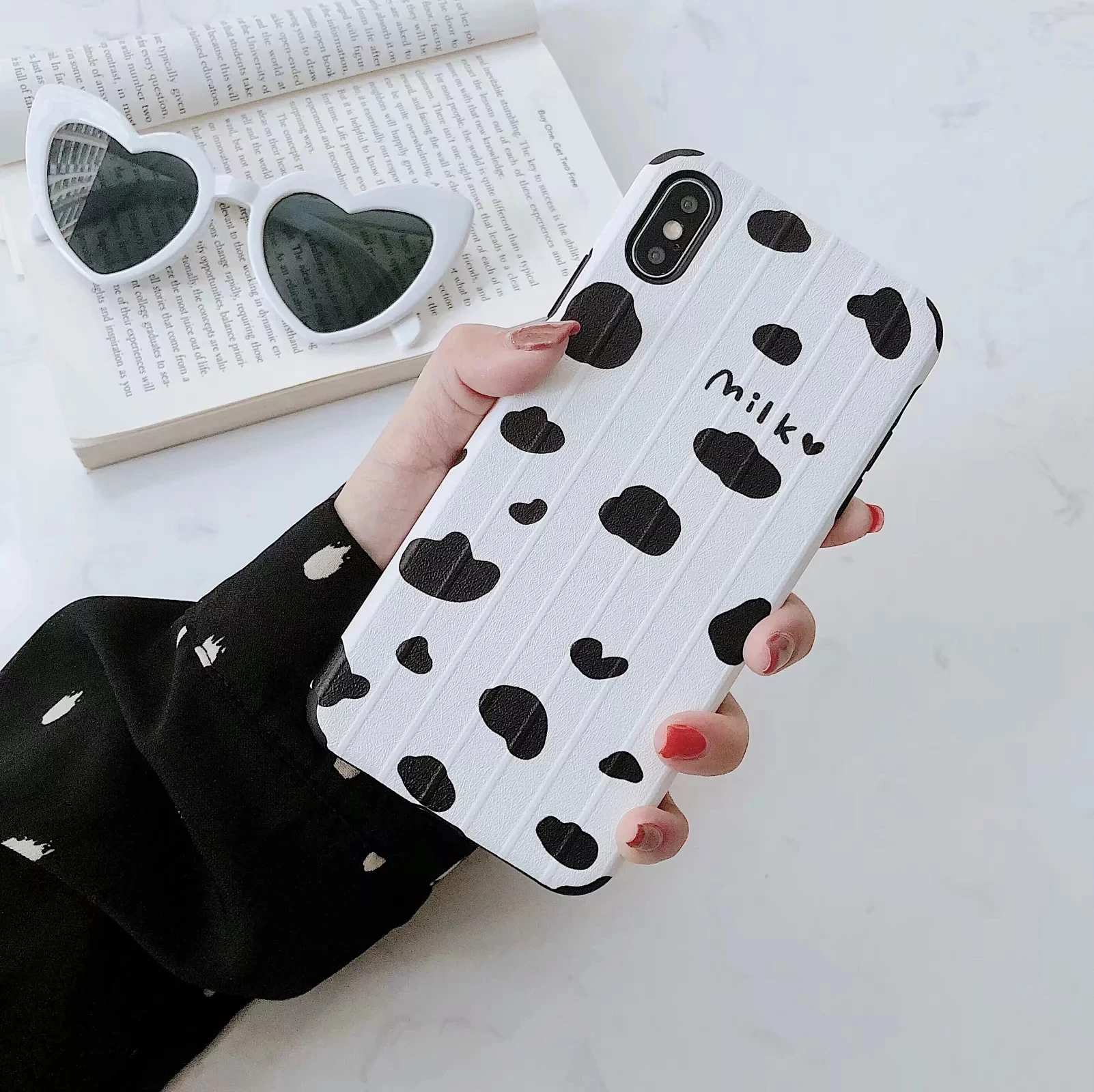 IToncs милый мультфильм коровья молоко для IPhone 6 S 7 8 Plus Белый Черный корова символ