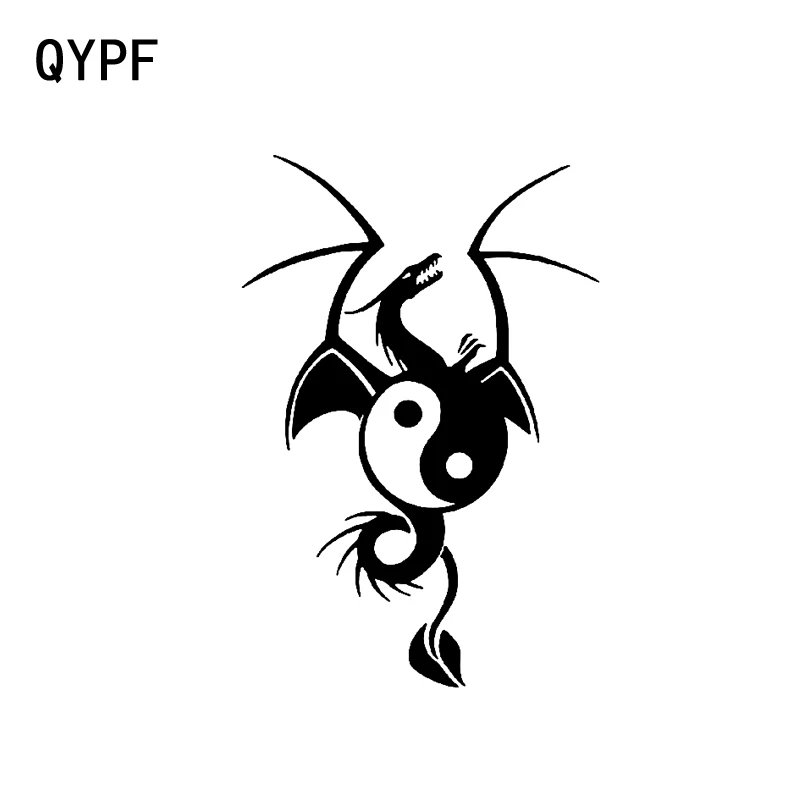 QYPF 12 см * 17 8 дракон в форме Инь и Ян виниловая черная серебряная индивидуальная