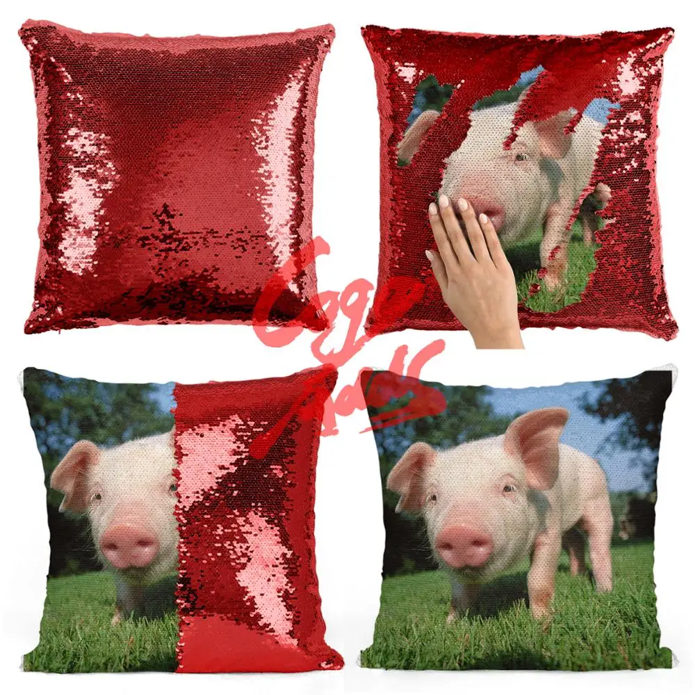 

Pig sequin pillow | sequin Pillowcase | Two color pillow | gift for her | gift for him | pillow | magic pillow