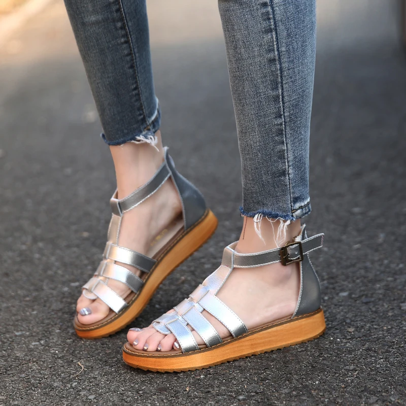 Летние Женщины Плоские 2017 Гладиаторские Сандалии Женщин Обувь Повседневная