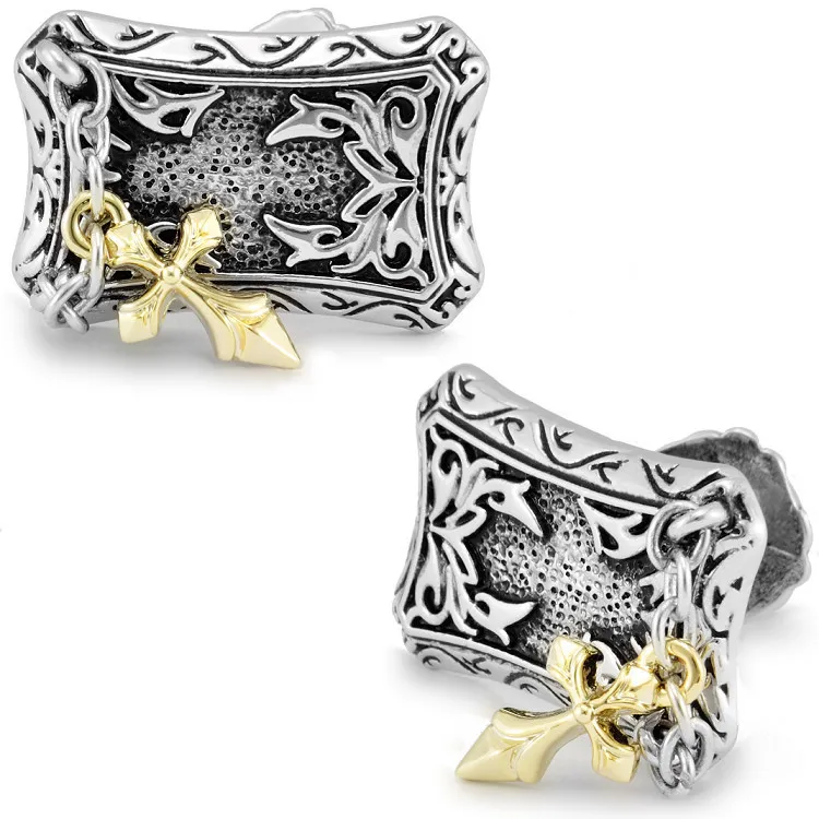 Спарта белого золота гальванические Геркулес крест запонки мужские + Бесплатная