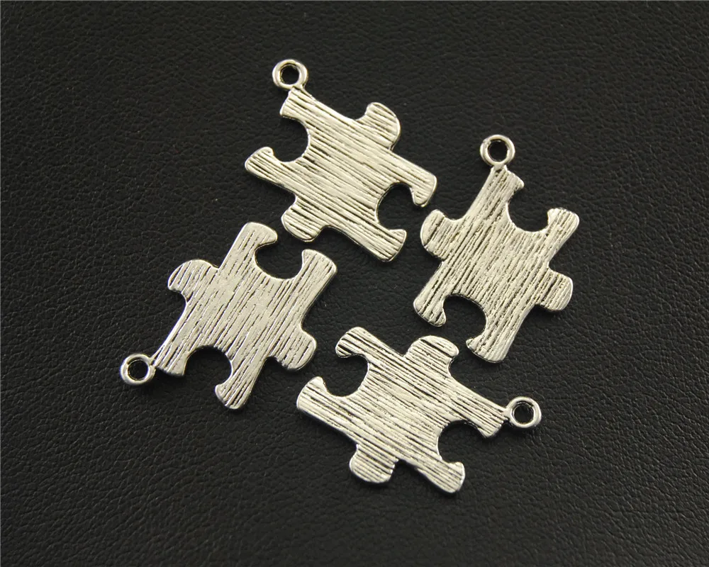 

30pcs Silver Color puzzle Charm Pendant DIY Necklace Jewelry Findings 20x17mm A1382