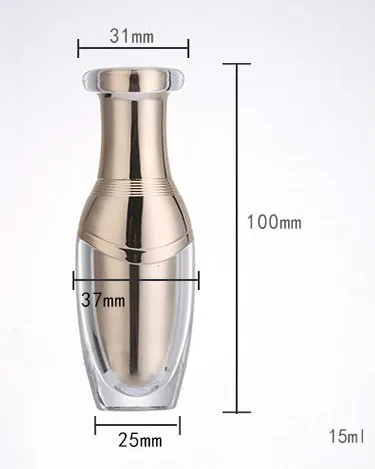 15ml Акриловая банка для крема, 50 г, розовое золото, насос для лосьона, бутылка, эмульсионный насос, 100 мл, контейнер из акрила для косметики, пустая косметическая упаковка, 6 шт - Цвет: 15ml