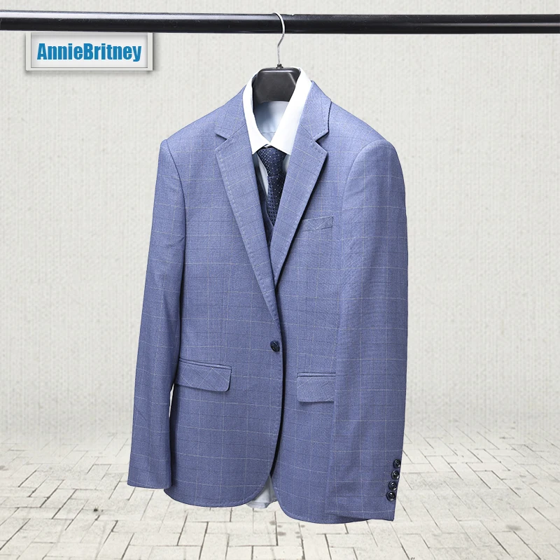 2018 новый мужской костюм блейзеры решетка Slim Fit Жених Смокинги s бизнес Лучший