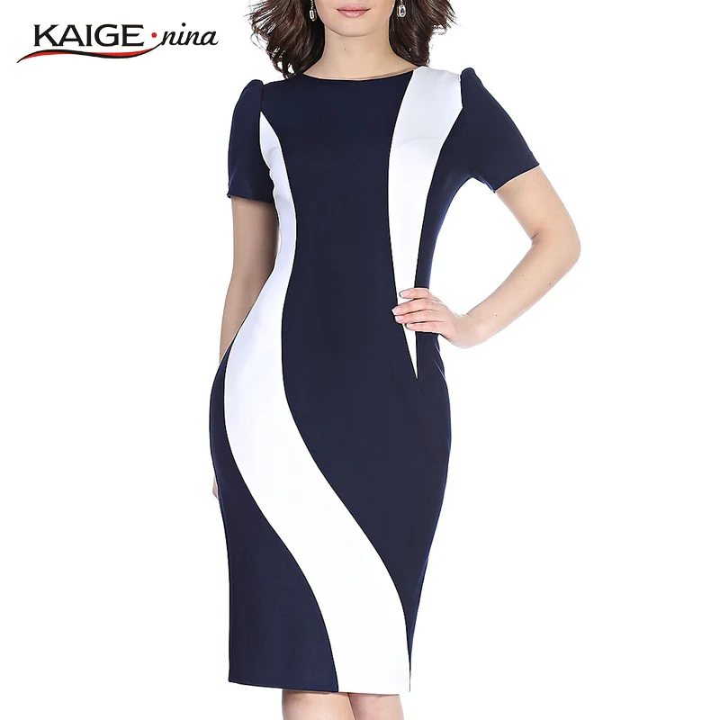 Kaige. Nina/новое платье простое с короткими рукавами украшенное круглым воротником