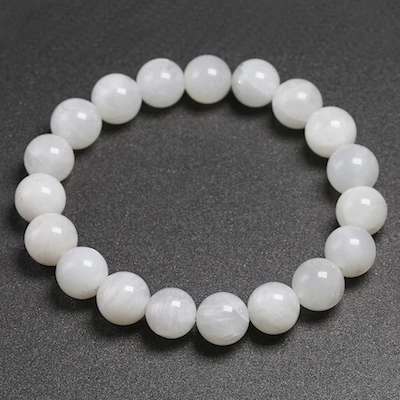 Beads 10mm AA Белый Лунный камень браслет Chakra камень Divine женственный душевный баланс удача браслеты для женщин мужчин и женщин ювелирные изделия унисекс - Цвет камня: Beads 10mm