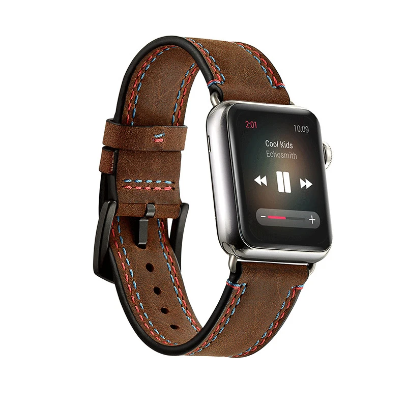 Ремешок для наручных часов Apple Watch Series 4 5 винтажный браслет из натуральной кожи 1 2