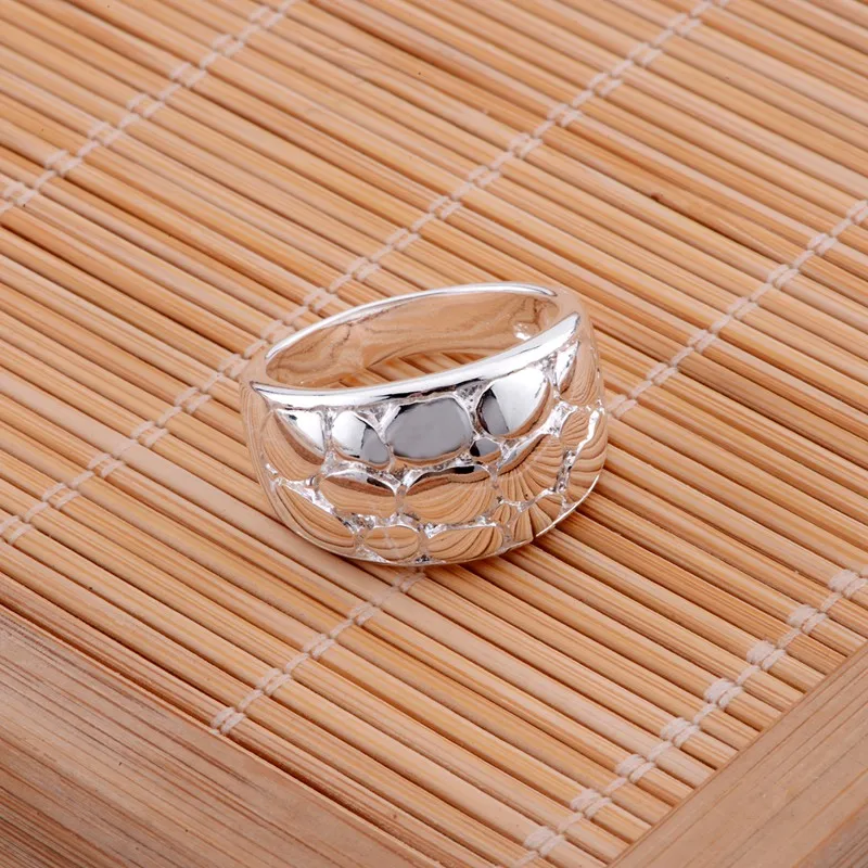 Круглые полые посеребренные кольца оптом 925 модные ювелирные серебряные 925sterling