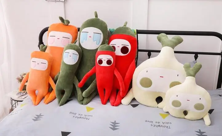 

Candice guo! super cute plush toy funny vegetable chilli carrot garlic cucumber soft stuffed cushion birthday Christmas gift 1pc