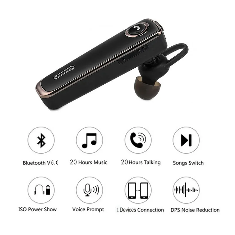 Bluetooth Earphone 20 Hrs Working V5.0 Headset Wireless Earbud Hands-free Stereo With Mic For Car Driving Phone Sport | Электроника
