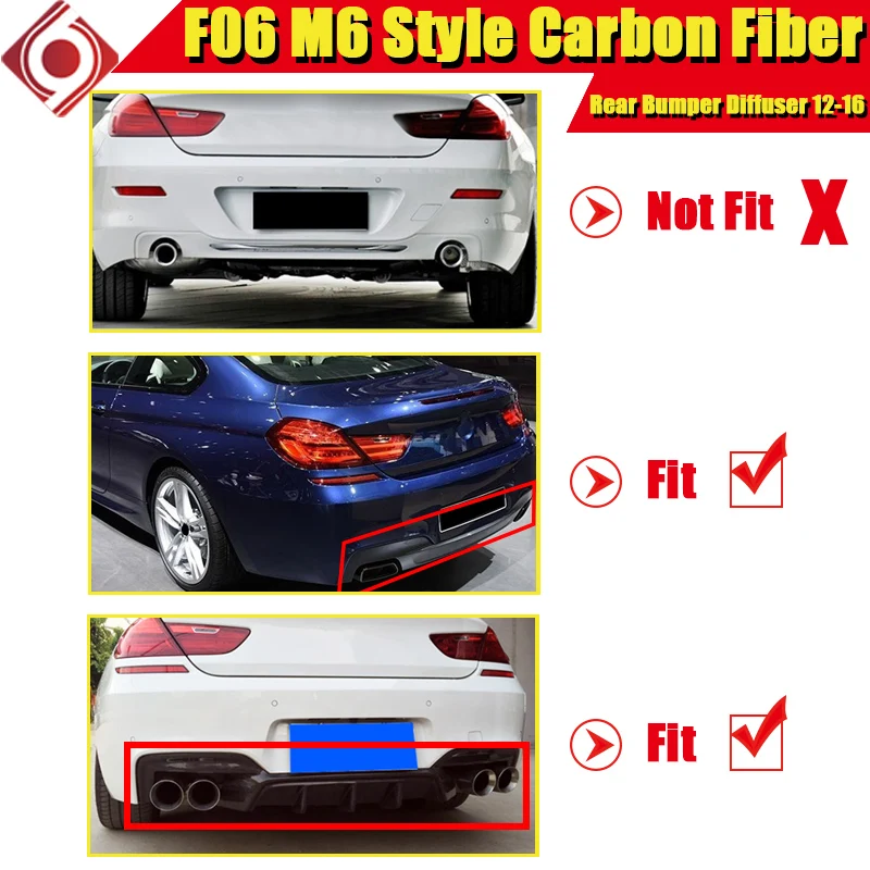 Fits For BMW F06 6 series 4 DR Sport 640i 640d 650i Diffuser Lip M6 Look Rear Bumper Carbon fiber 1:1 Replacement 12-16 | Автомобили и
