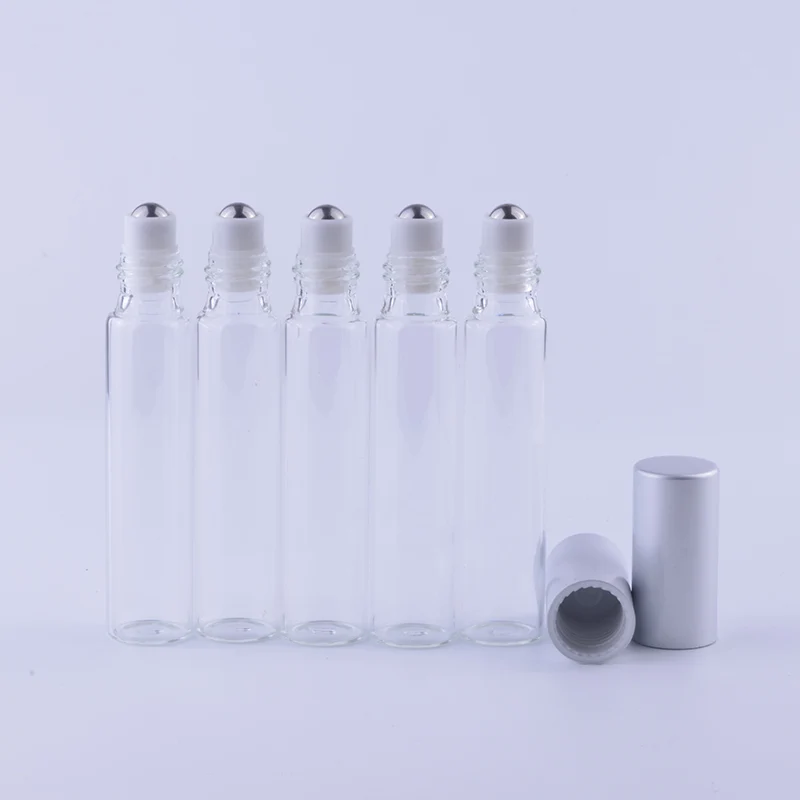 MUB - 10ml (100 pieces/lot) Portable Mini Roller Ball Glass Bottle Empty Refillable Bottles Roll-on For Essential Oil