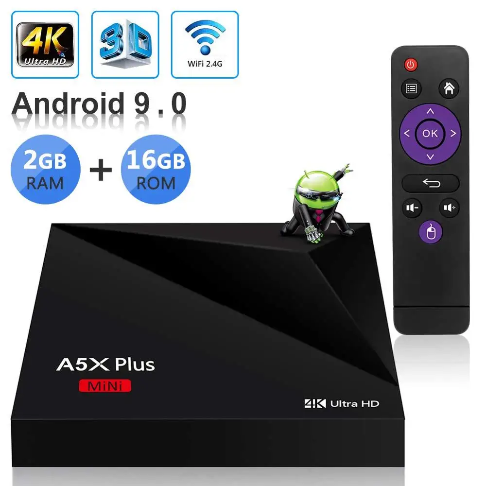 Ultra 4K потоковый медиаплеер 2 Гб ram 16 rom Smart Android9.0 ТВ бокс на Rockchip RK3318 четырехъядерный