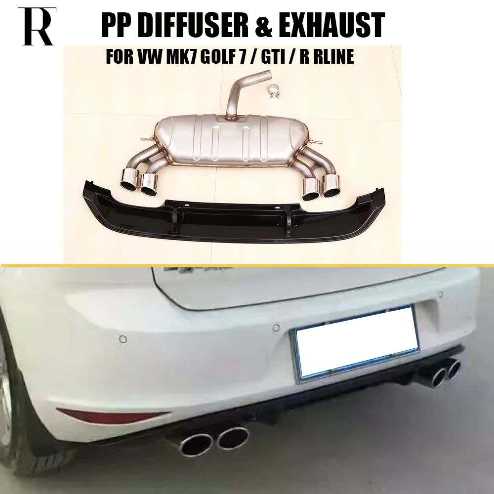 MK7 PP задний бампер диффузор с выхлопной для Volkswagon Golf 7 Standard & GT I R RLINE 2014 2018|rear bumper