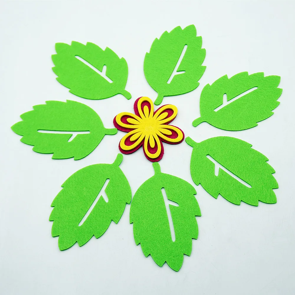 10 шт. фетровая ткань в форме зеленых листьев для отделки карточек|Войлок| |