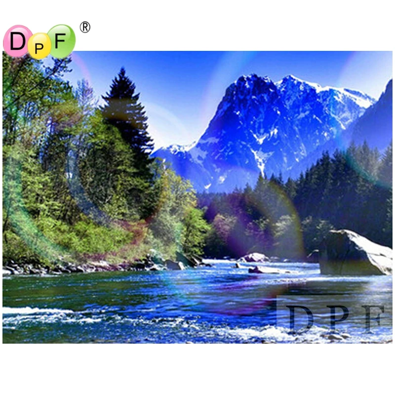 DPF Алмазная вышивка озера и горы алмазов картина крест Стич мозаика квадратный