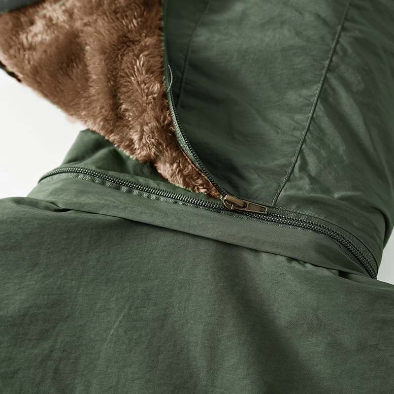 Парка мужская с черным мехом хлопок на молнии со съемным капюшоном повседневная