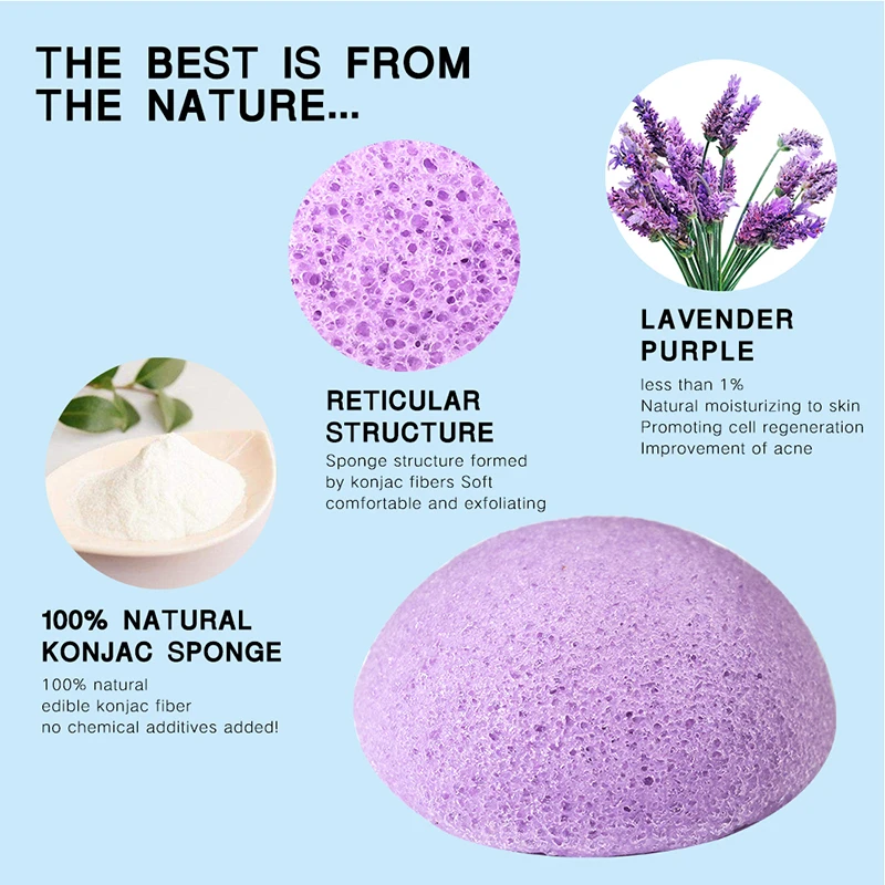 100% натуральная губка Konnyaku Konjac для очищения лица Губка отшелушивания очищающий