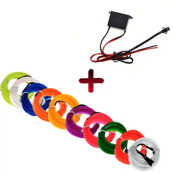 12V inverter EL wire Неоновая лампа 3 В/5 В/12 В, 6 мм, для шитья по краям, EL Wire, светодиодная подсветка для танцевальной вечеринки, неоновая светодиодная лампа, гибкая светодиодная лампа 2,3 мм, светодиодная лента - Испускаемый цвет: 12V inverter EL wire