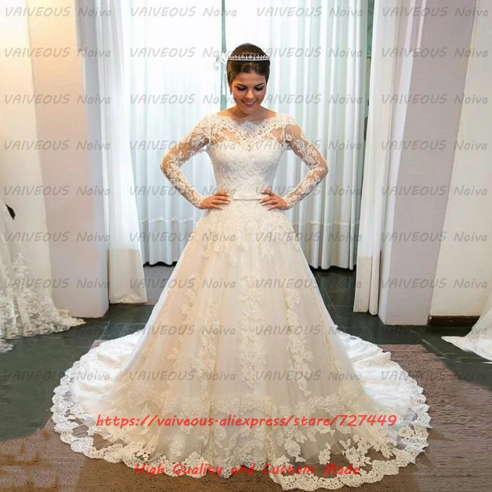Новое Кружевное платье невесты Vestido de Noiva винтажное свадебное с длинными рукавами