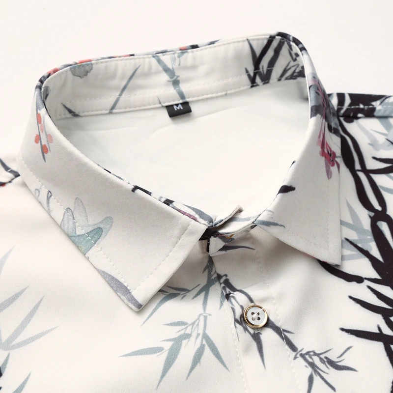 Мужская рубашка с цветочным принтом Повседневная длинным рукавом и большие