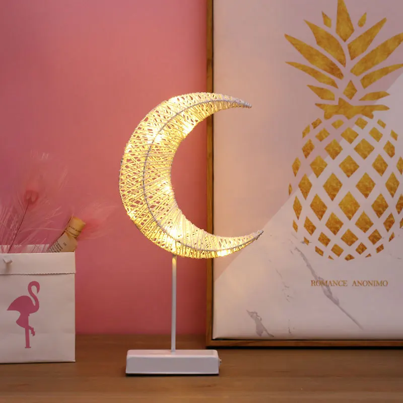Wicker Moon Светодиодный настольный лампа, ночник, ламповое праздничное освещение для дома, клуба, уличного помещения, Настенный декор, подарки на день Святого Валентина, свадебные украшения - Цвет абажура: Wicker Moon