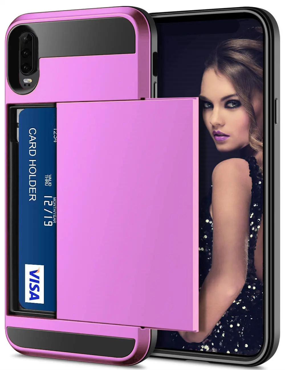 Pink Для huawei P30 Pro Lite P20 P Smart чехол с отделением для карт карман для раздвижной двери чехол для huawei P20 Pro LITE P smart P30pro - Цвет: Pink