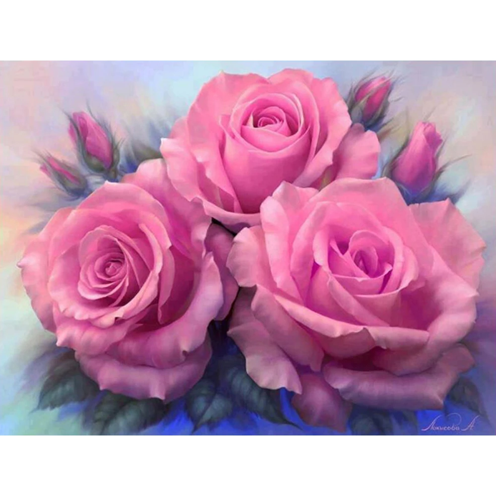 5d Diamond Painting flower Pink Rose Embroidery bouquet diy Mosaic Sale Full Square Drill by numbers F440 | Дом и сад