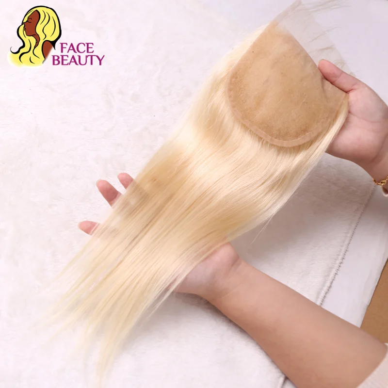 613 блонд бразильские волосы Remy плетение пряди с закрытием человеческие прямые 4