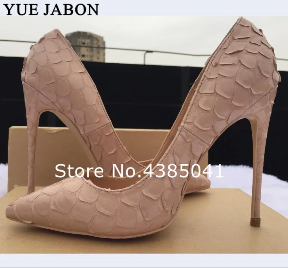 

YUE JABON 2021 Real Photos Women Leather Wedding Shoes Pink Snake Printed Sexy Stilettos High Heels 8cm Pointed Toe Women Pumps