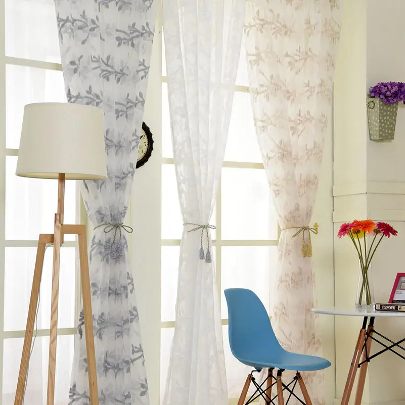 NAPEARL 1 шт. Тюль Шторы Дерево лист дизайн красочные прозрачные отвесные ткани для