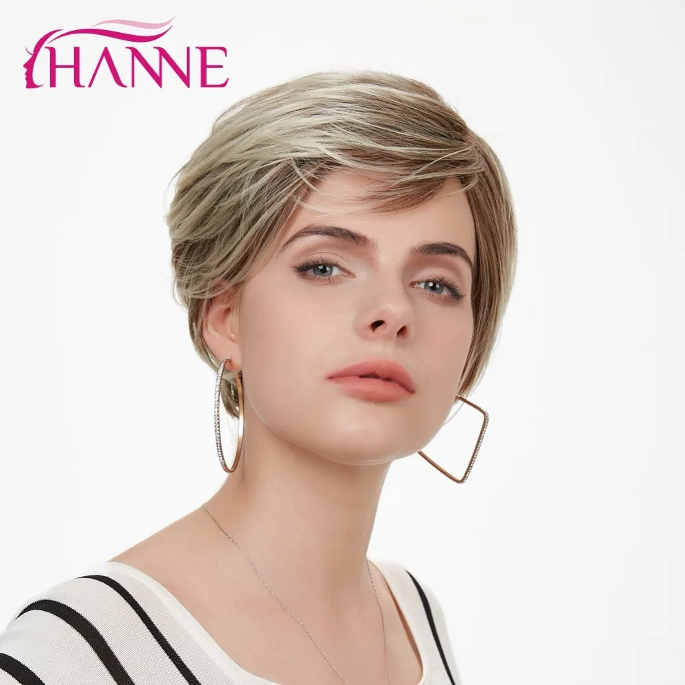 HANNE, короткие синтетические волосы, парики для женщин, кружевной топ, парик, смешанный коричневый и блонд, 613 натуральные парики, косплей парик