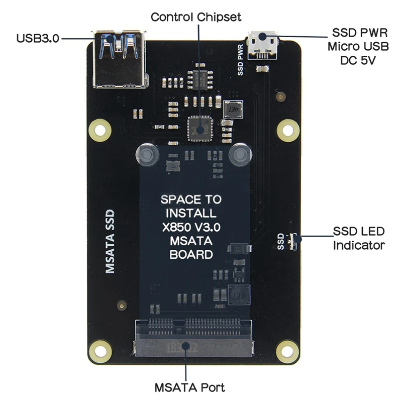 Raspberry Pi 3 Model B + (Plus)/3B Msata Ssd Плата расширения X850 V3.0 Usb 0 плата Модуль для | Компьютеры и