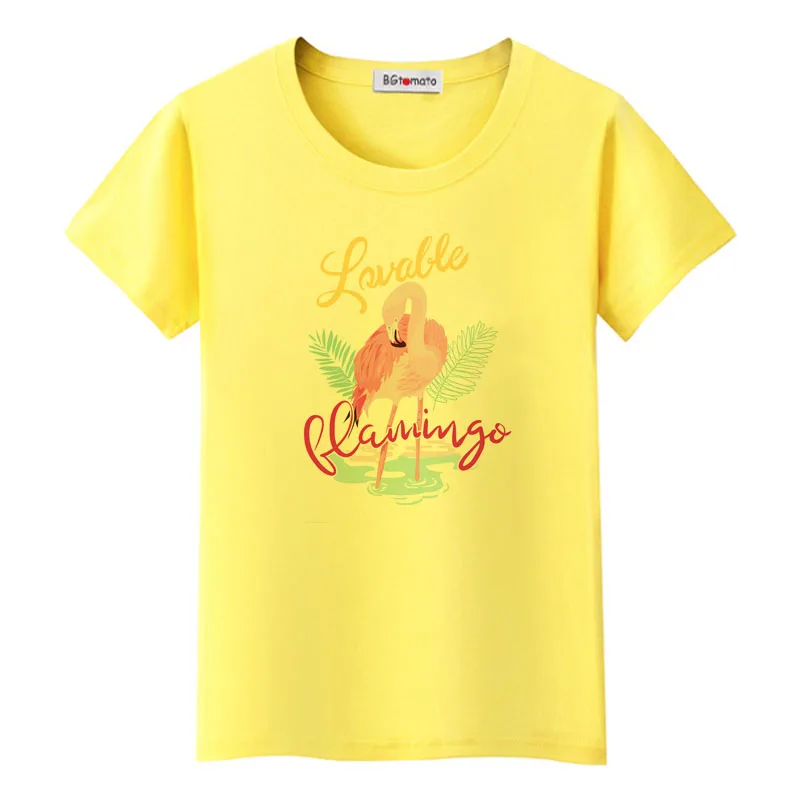BGtomato 2022 Flamingo pink tshirt beautiful birds t shirt cool animal printing women tee femme summer tops | Женская одежда
