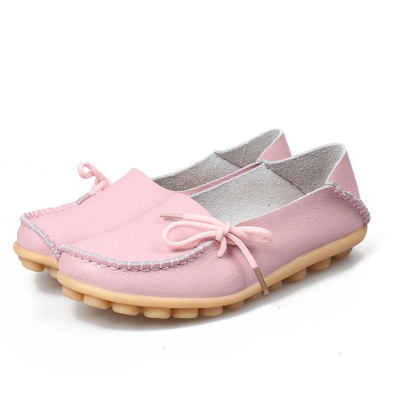 Pink Aphixta/обувь из натуральной кожи; женские лоферы; туфли на плоской подошве; мокасины; женская обувь из коровьей кожи; женские балетки на плоской подошве - Цвет: Pink