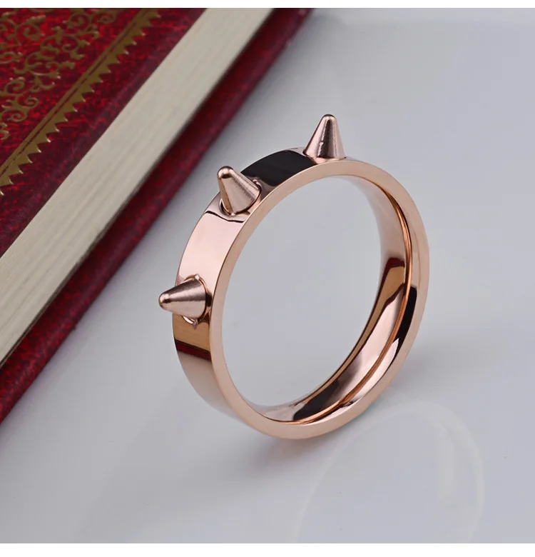 Unique fashion Gold Color Cone Nail Women Ring Punk Style Stainless Steel Rings 4 Colors Female Party Jewelry ZK30 | Украшения и