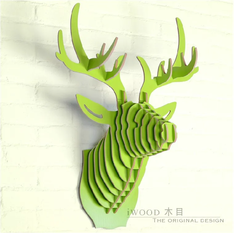 Поголовье оленей 3D DIY деревянные украшения дома Европейский животных резьба по