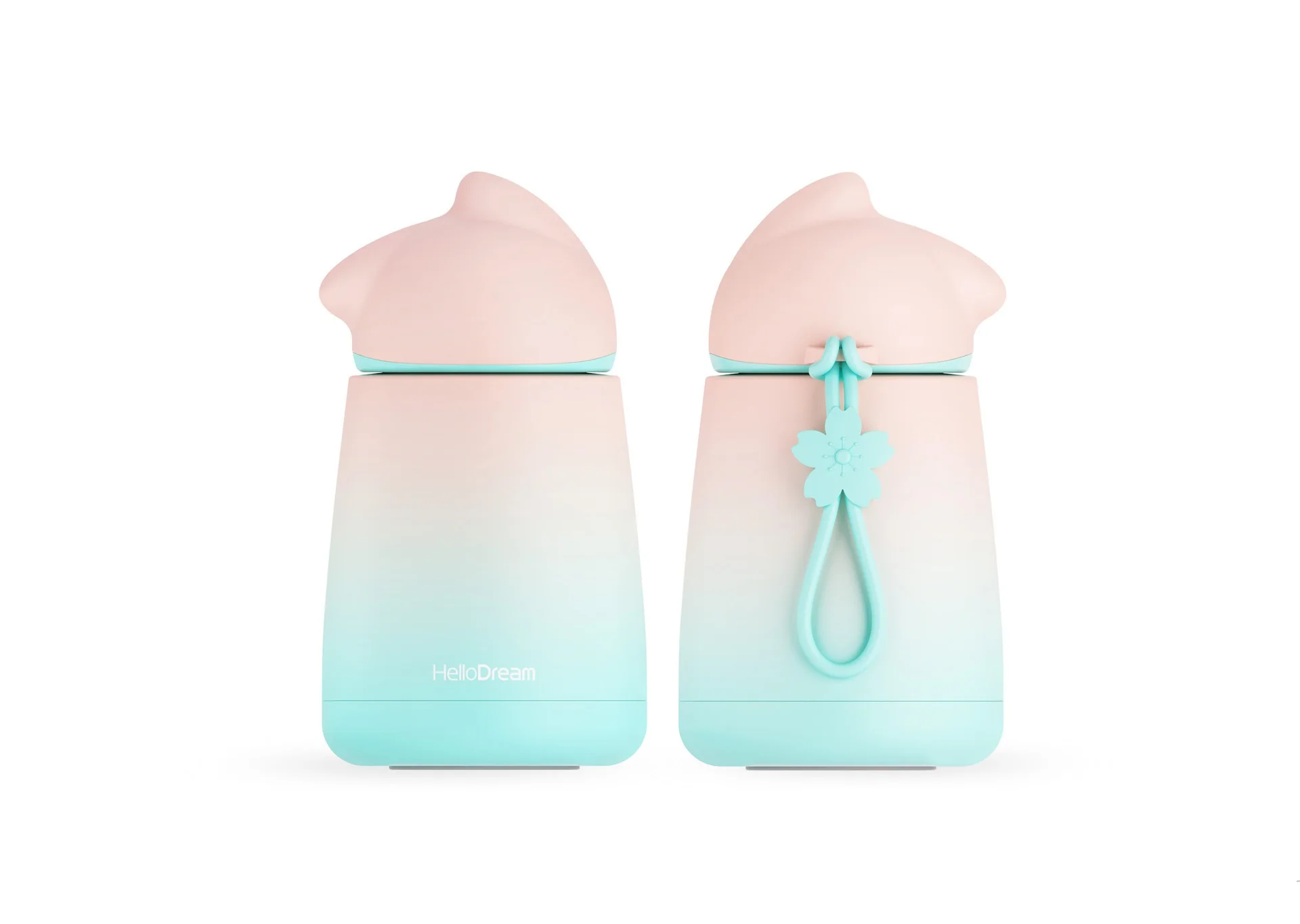 Green-Pink-1 300-400 мл чашка термоса из нержавеющей стали кролик мультфильм портативный термоскоп Подарочный термос бутылка Изолированная чашка женские термосы - Цвет: Green-Pink-1