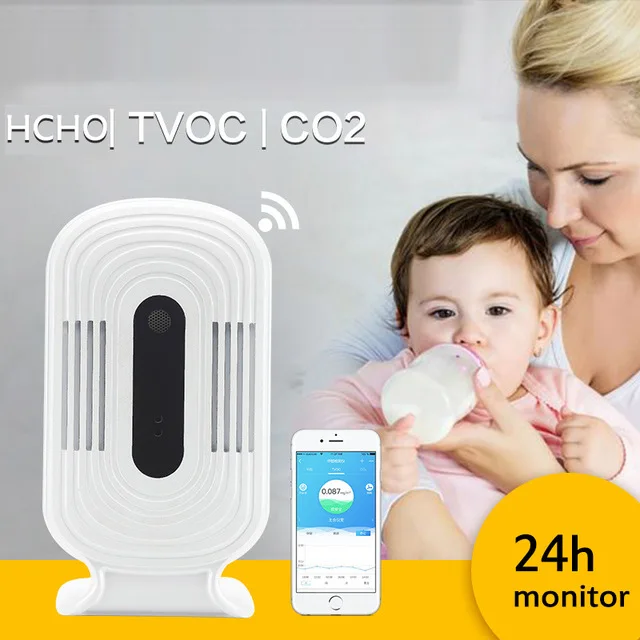 Умный wifi CO2 HCHO TVOC тестер качества воздуха метр детектор газа контроль температуры