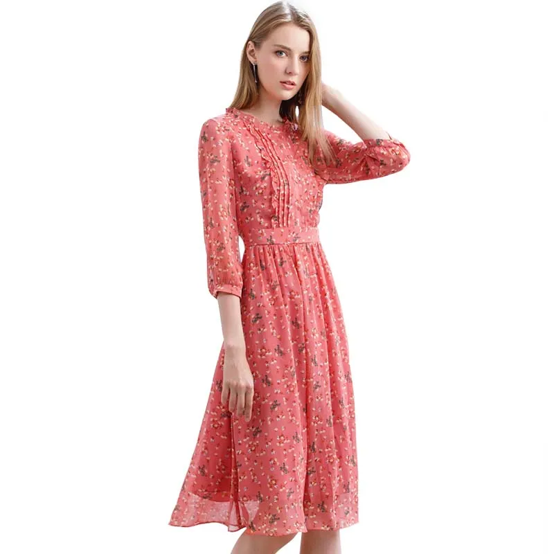 Onlyplus/Новые Осенние тонкие вечерние длинные платья с принтом из шифона красного