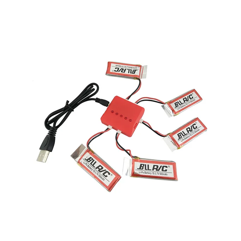 5PCS 3,7 v 500 мА/ч, Батарея для Hubsan X4 H107C H107L H107D H107P H107C+ H107D+ HS170 HS170C SYMA X11+ 5 Порты и разъёмы Зарядное устройство