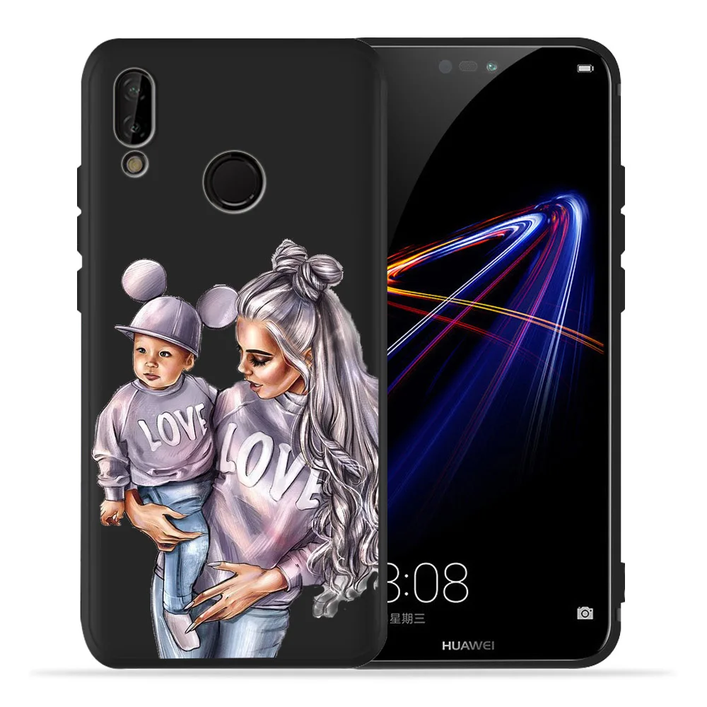 Для Huawei honor 8 lite чехол для телефона мамы и дочки Черный силиконовый из ТПУ 8C 8X 9 Lite 10