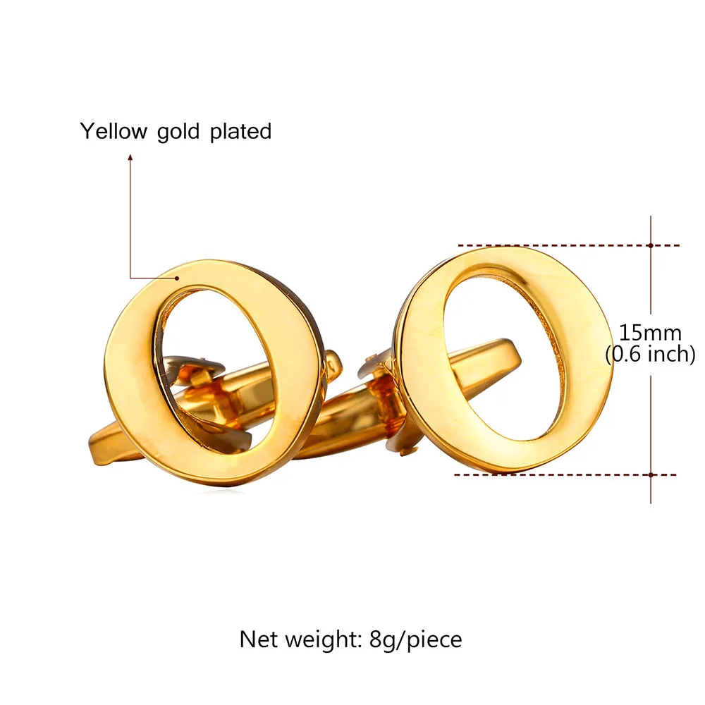 Мужские запонки высокого качества Алфавит O рубашки манжеты кнопки золото/цвет