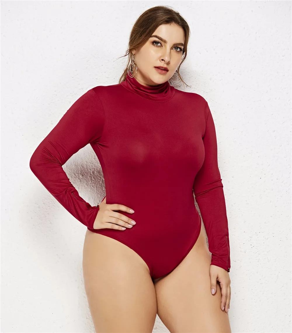 5XL6XL Комбинезоны для женщин с длинным рукавом водолазка тонкий женский