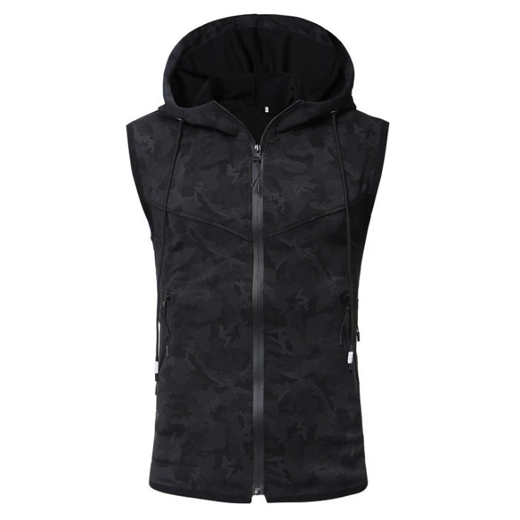 

Europe and America Style Casual Hooded Vests Men Spring Slim Mens Jacket Sleeveless Vest Youth trends Tracksuits Vest